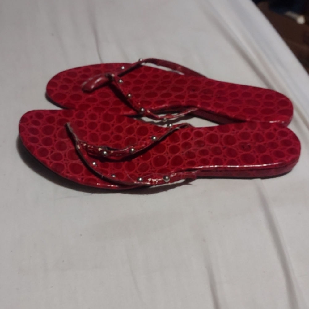 White House Black Market Red Flip Flops size 8-1/2
